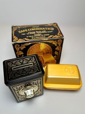 Vintage Avon Safe Combination Bank w/ Tai Winds Soap Gold Bars 999 Mint Set